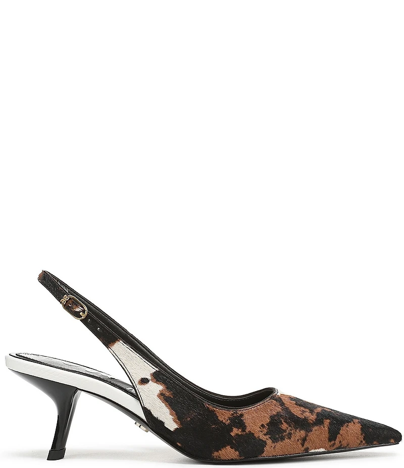 Sam Edelman Bianka Cow Print Calf Hair Pointed Toe Slingback Pumps