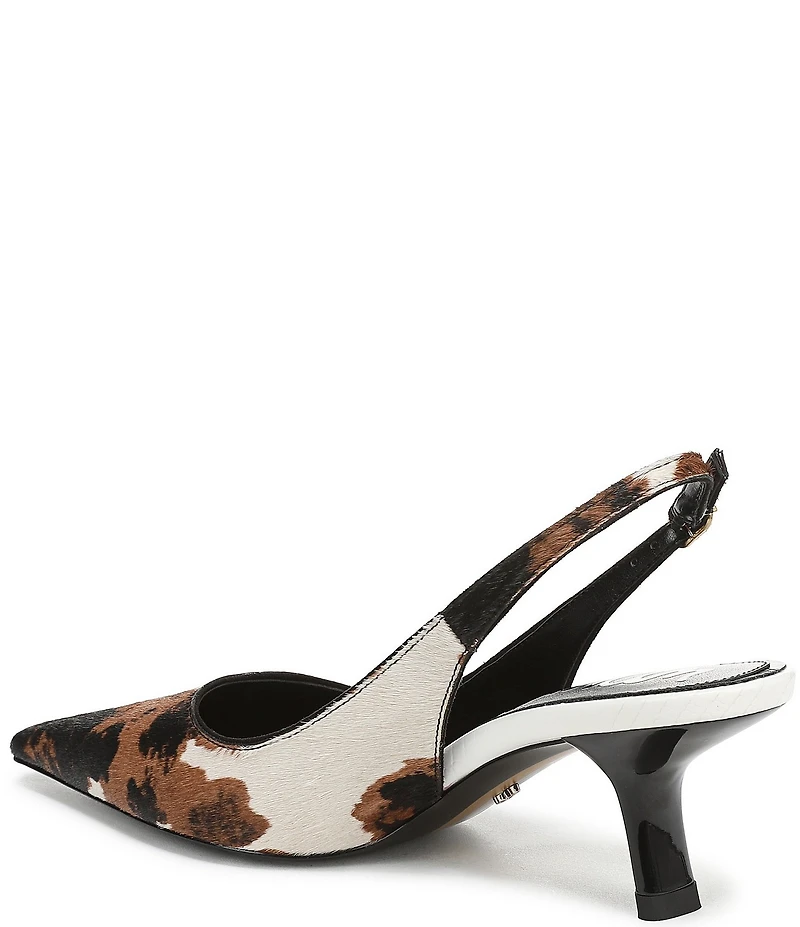 Sam Edelman Bianka Cow Print Calf Hair Pointed Toe Slingback Pumps