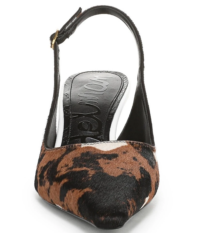 Sam Edelman Bianka Cow Print Calf Hair Pointed Toe Slingback Pumps