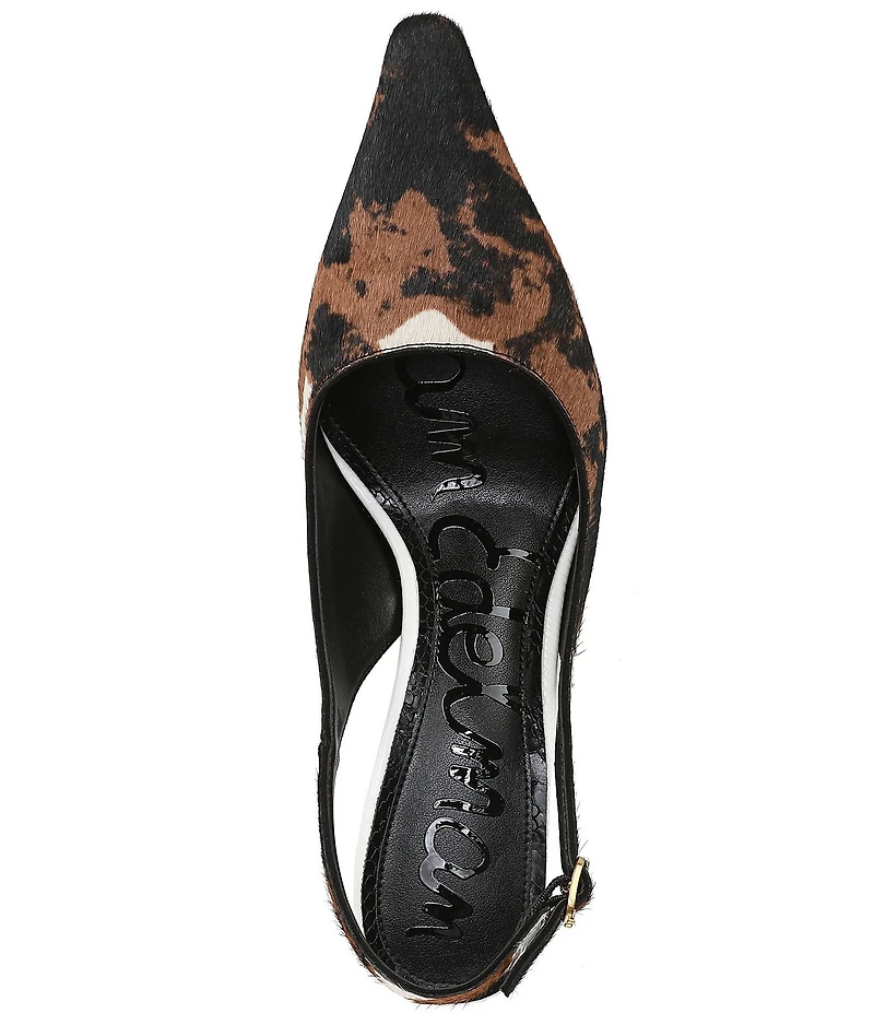 Sam Edelman Bianka Cow Print Calf Hair Pointed Toe Slingback Pumps