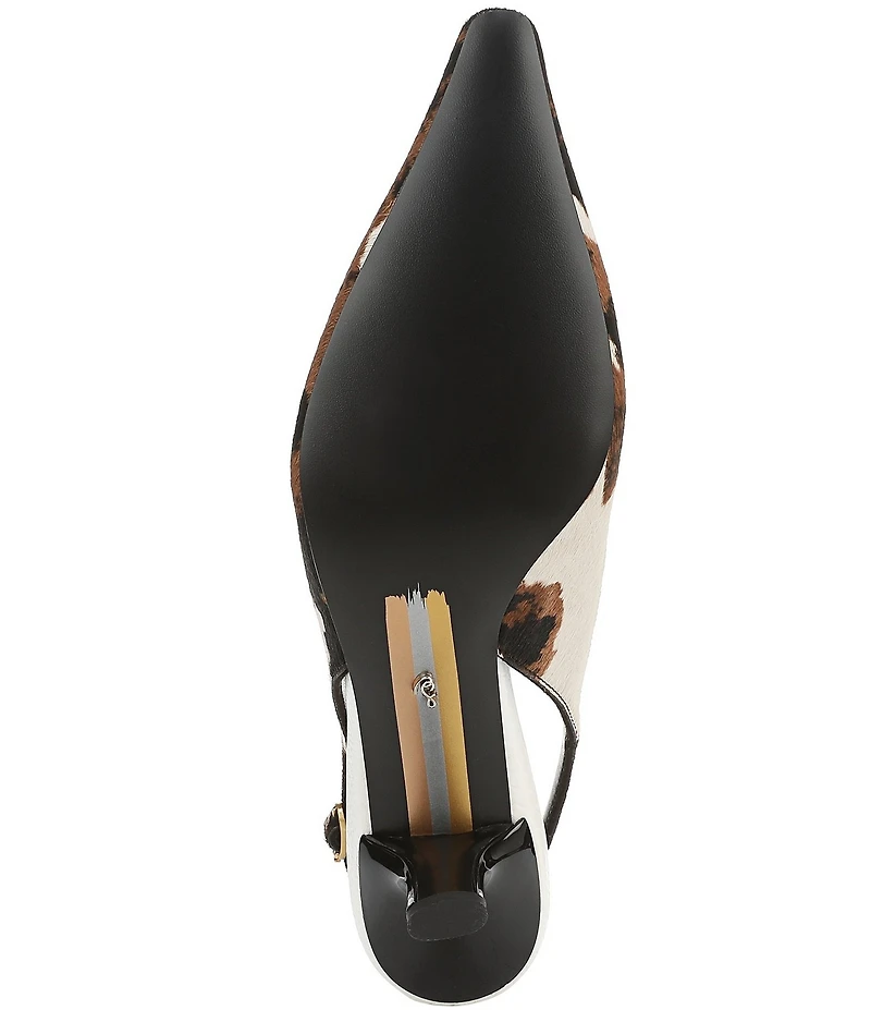 Sam Edelman Bianka Cow Print Calf Hair Pointed Toe Slingback Pumps