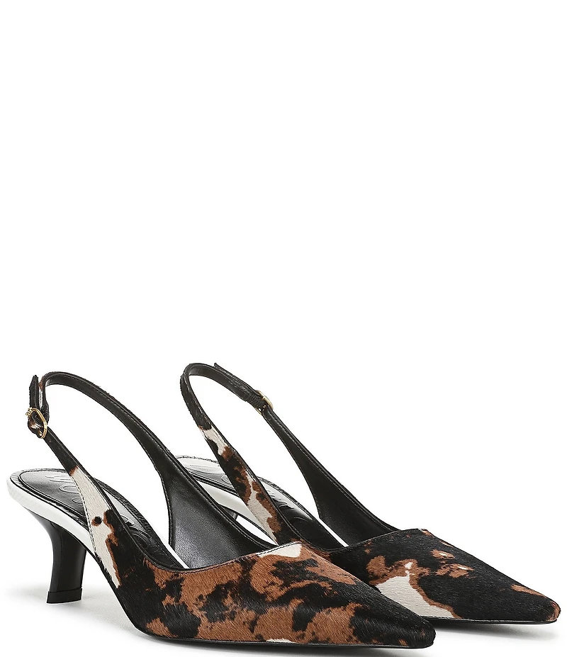 Sam Edelman Bianka Cow Print Calf Hair Pointed Toe Slingback Pumps