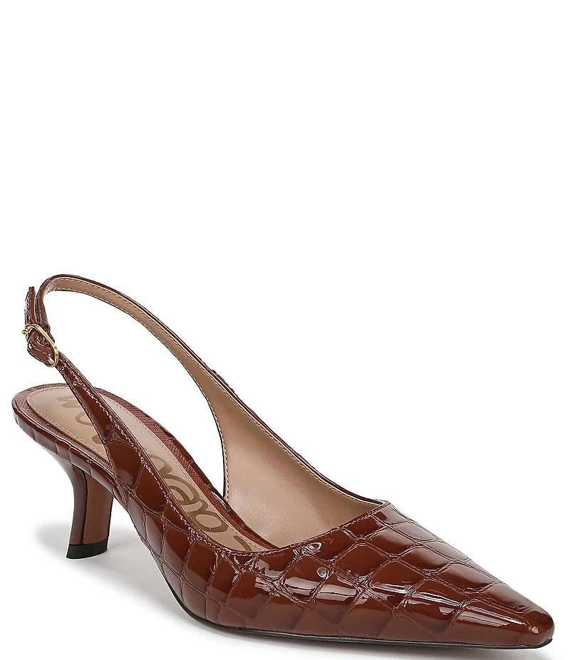 Sam Edelman Bianka Croco Print Patent Leather Pointed Toe Slingback Pumps
