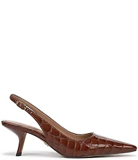 Sam Edelman Bianka Croco Print Patent Leather Pointed Toe Slingback Pumps