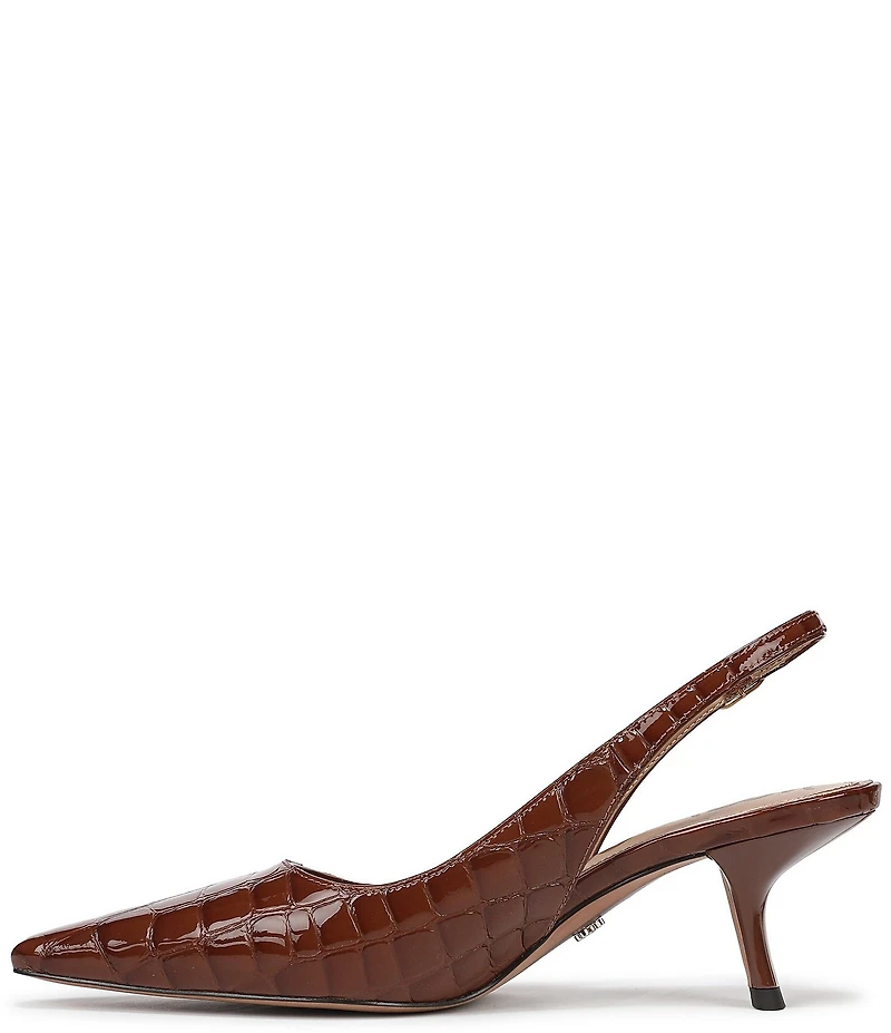 Sam Edelman Bianka Croco Print Patent Leather Pointed Toe Slingback Pumps