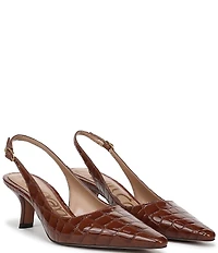 Sam Edelman Bianka Croco Print Patent Leather Pointed Toe Slingback Pumps