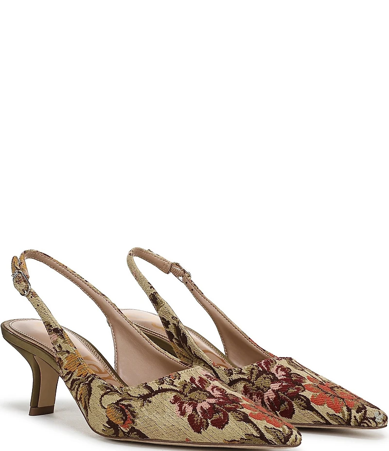 Sam Edelman Bianka Floral Fabric Pointed Toe Slingback Pumps