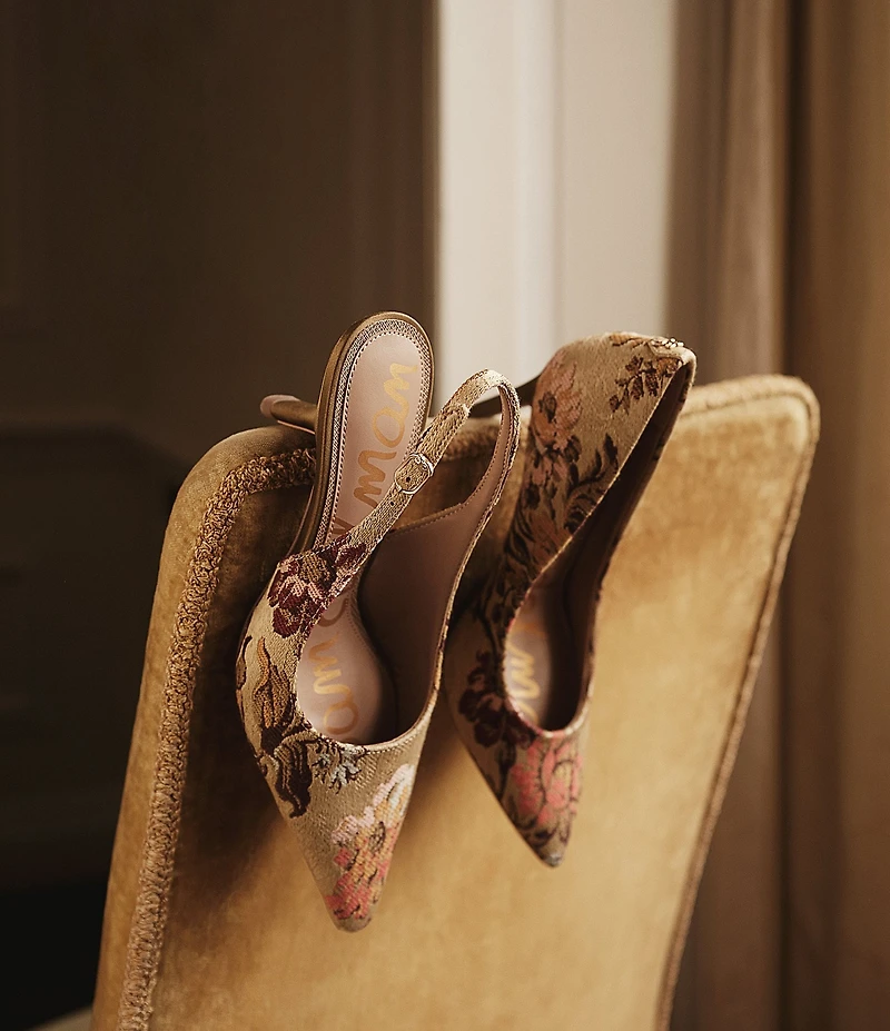 Sam Edelman Bianka Floral Fabric Pointed Toe Slingback Pumps