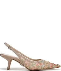 Sam Edelman Bianka Floral Print Sequined Snip Toe Slingback Pumps