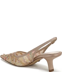 Sam Edelman Bianka Floral Print Sequined Snip Toe Slingback Pumps