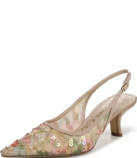 Sam Edelman Bianka Floral Print Sequined Snip Toe Slingback Pumps