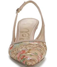 Sam Edelman Bianka Floral Print Sequined Snip Toe Slingback Pumps