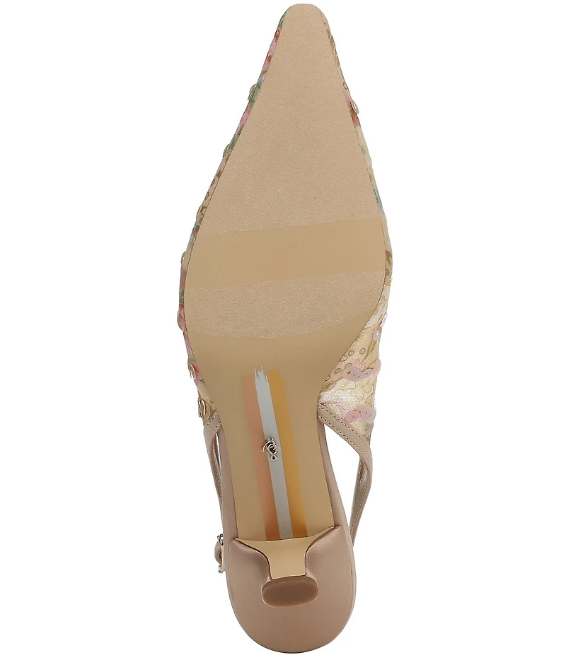 Sam Edelman Bianka Floral Print Sequined Snip Toe Slingback Pumps