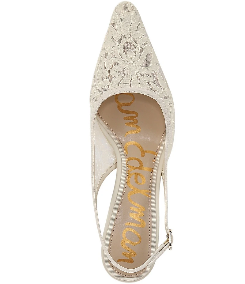 Sam Edelman Bianka Lace Detail Pointed Toe Slingback Pumps