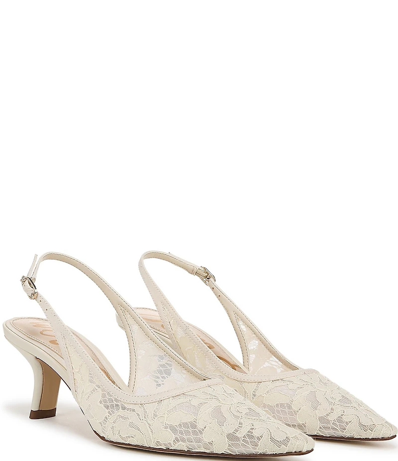 Sam Edelman Bianka Lace Detail Pointed Toe Slingback Pumps