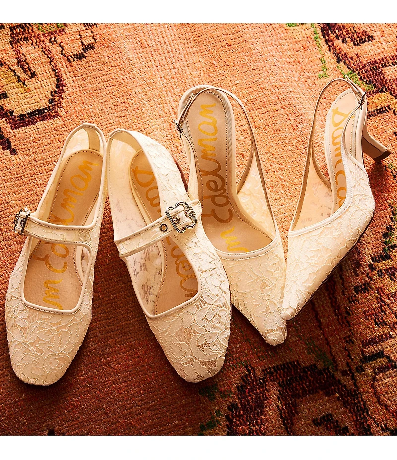 Sam Edelman Bianka Lace Detail Pointed Toe Slingback Pumps