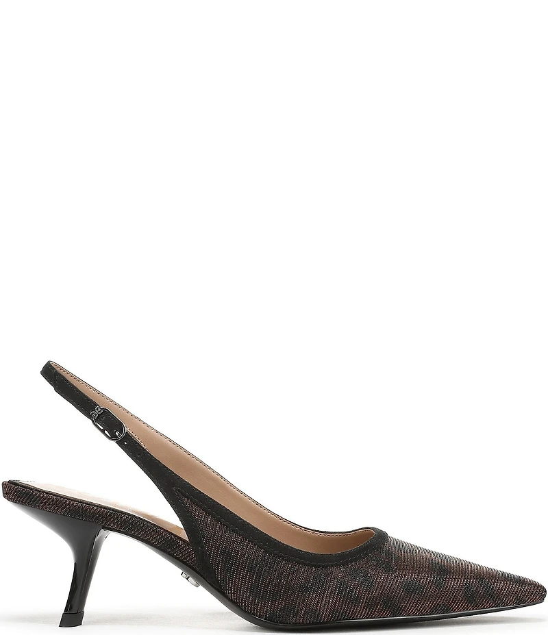 Sam Edelman Bianka Leopard Glitz Fabric Pointed Toe Slingback Pumps
