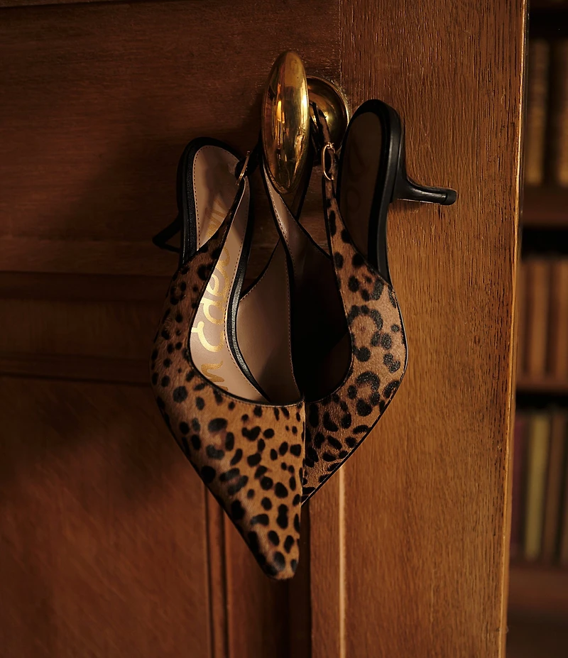 Sam Edelman Bianka Leopard Print Calf Hair Slingback Pumps