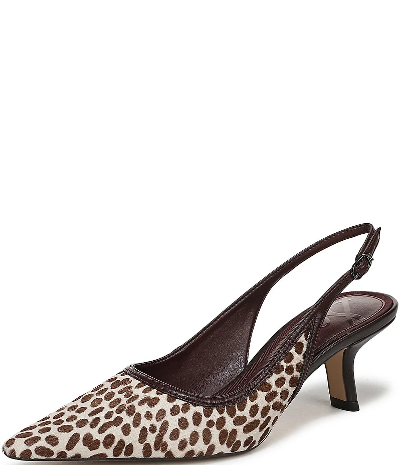 Sam Edelman Bianka Cheetah Print Calf Hair Pointed Toe Slingback Pumps