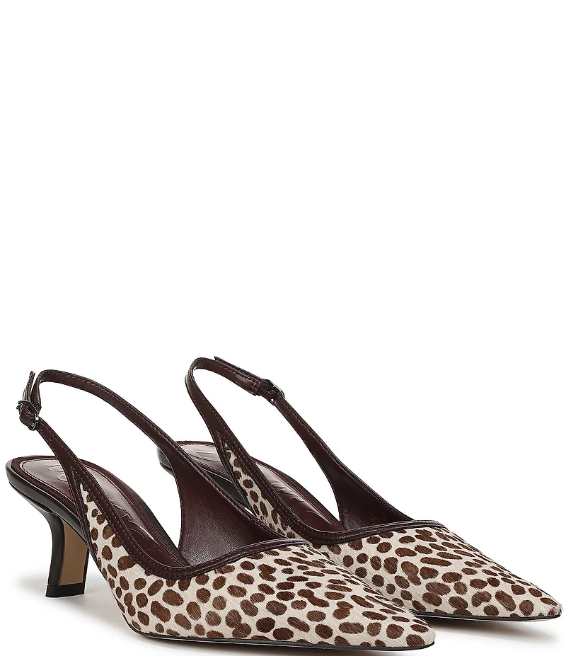 Sam Edelman Bianka Cheetah Print Calf Hair Pointed Toe Slingback Pumps