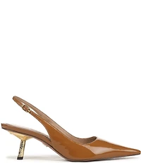 Sam Edelman Bianka Patent Leather Pointed Toe Metallic Heel Slingback Pumps