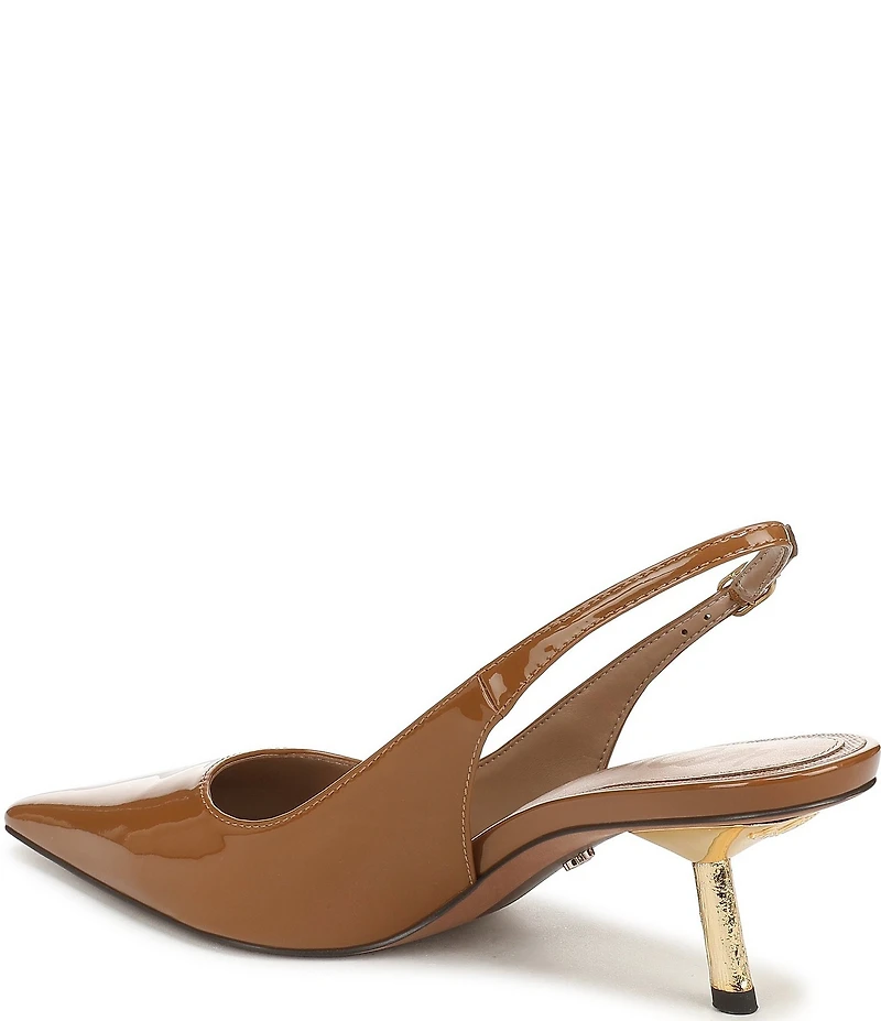 Sam Edelman Bianka Patent Leather Pointed Toe Metallic Heel Slingback Pumps