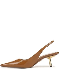 Sam Edelman Bianka Patent Leather Pointed Toe Metallic Heel Slingback Pumps