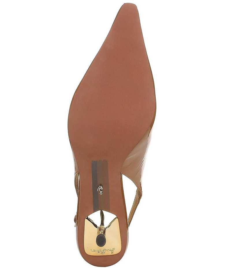 Sam Edelman Bianka Patent Leather Pointed Toe Metallic Heel Slingback Pumps