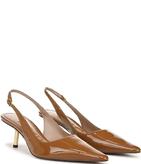 Sam Edelman Bianka Patent Leather Pointed Toe Metallic Heel Slingback Pumps