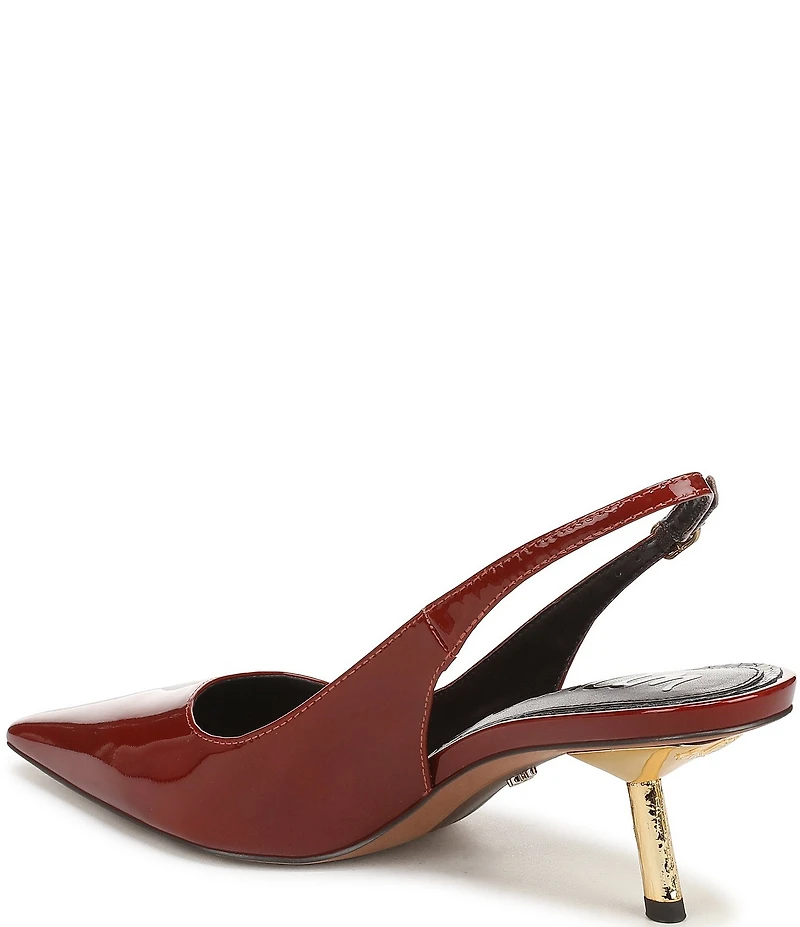 Sam Edelman Bianka Patent Leather Pointed Toe Metallic Heel Slingback Pumps