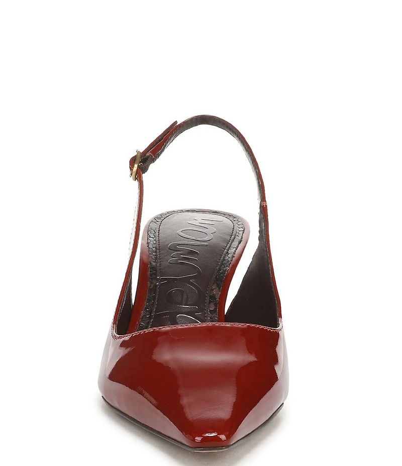Sam Edelman Bianka Patent Leather Pointed Toe Metallic Heel Slingback Pumps