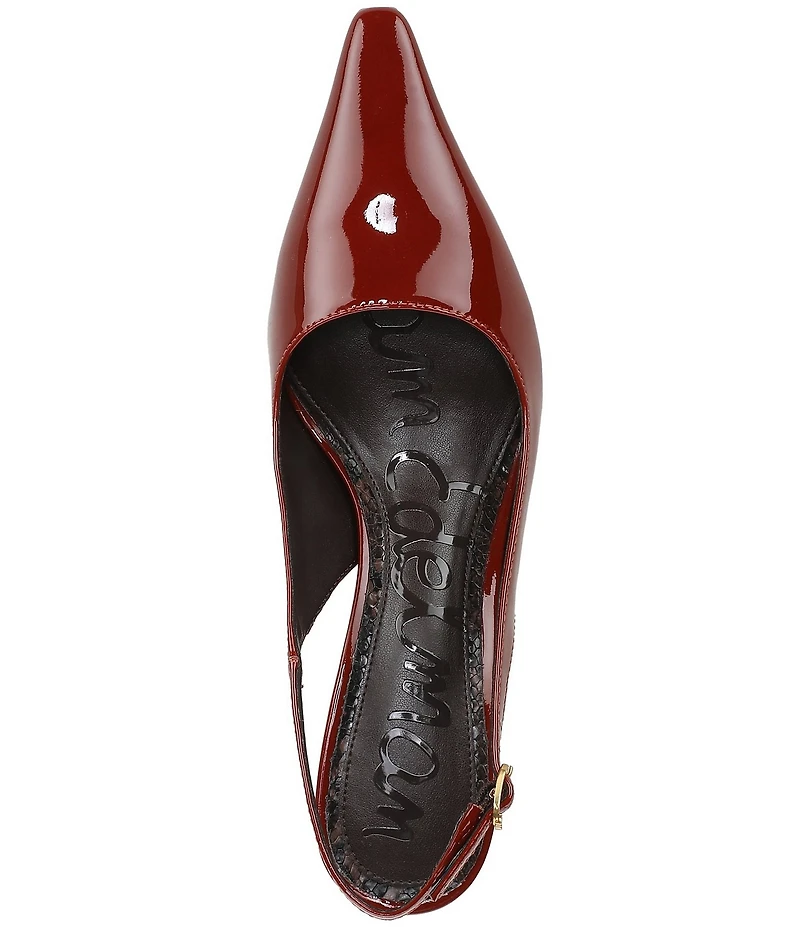 Sam Edelman Bianka Patent Leather Pointed Toe Metallic Heel Slingback Pumps