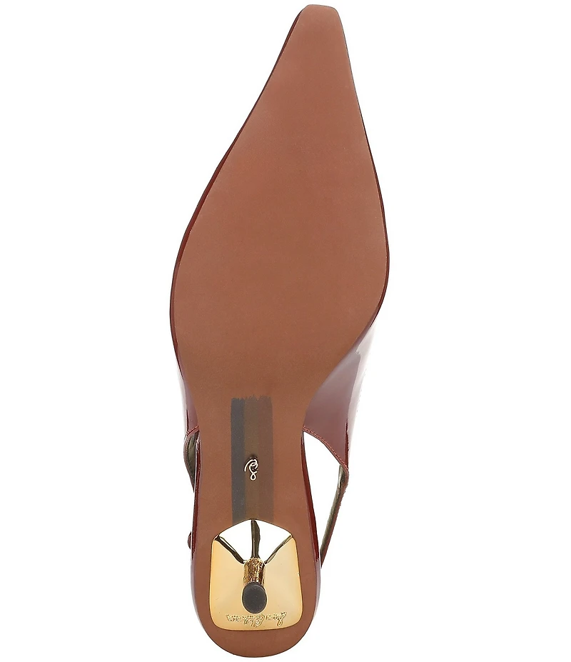 Sam Edelman Bianka Patent Leather Pointed Toe Metallic Heel Slingback Pumps