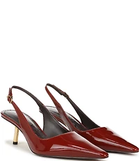 Sam Edelman Bianka Patent Leather Pointed Toe Metallic Heel Slingback Pumps