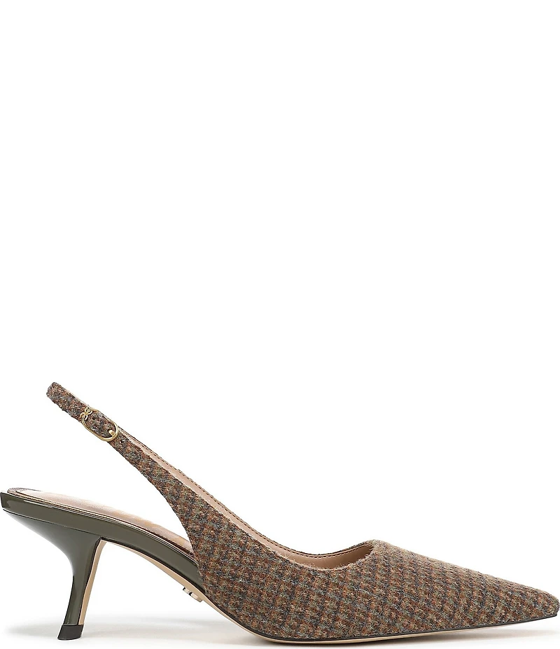 Sam Edelman Bianka Plaid Fabric Pointed Toe Slingback Pumps