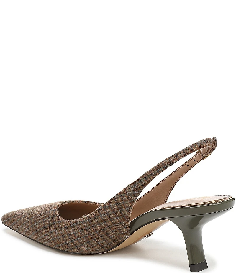 Sam Edelman Bianka Plaid Fabric Pointed Toe Slingback Pumps