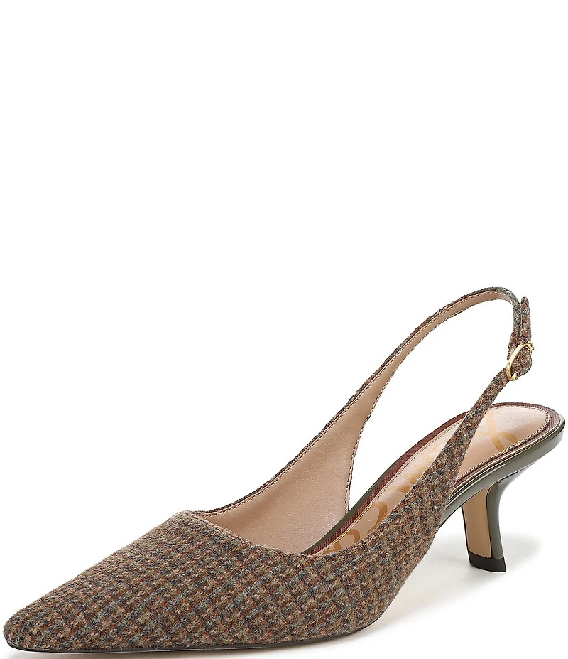 Sam Edelman Bianka Plaid Fabric Pointed Toe Slingback Pumps