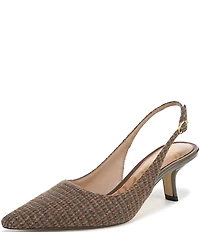 Sam Edelman Bianka Plaid Fabric Pointed Toe Slingback Pumps