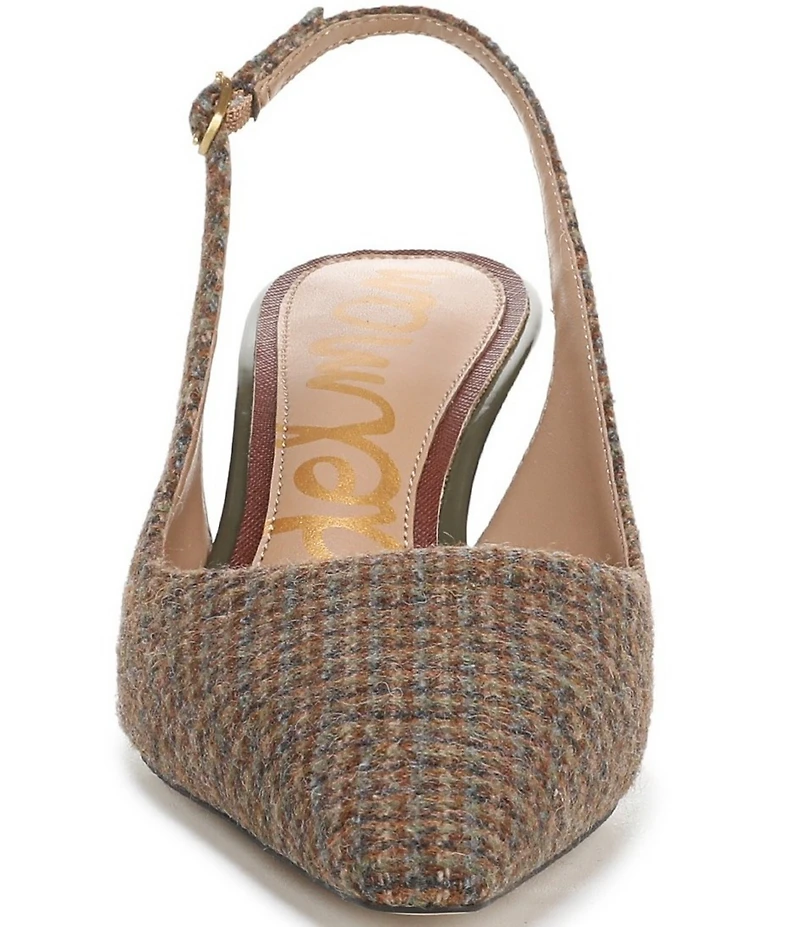 Sam Edelman Bianka Plaid Fabric Pointed Toe Slingback Pumps