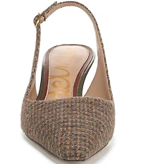 Sam Edelman Bianka Plaid Fabric Pointed Toe Slingback Pumps