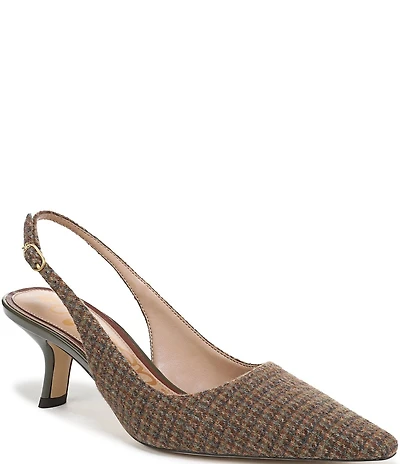 Sam Edelman Bianka Plaid Fabric Pointed Toe Slingback Pumps