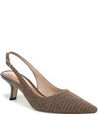 Sam Edelman Bianka Plaid Fabric Pointed Toe Slingback Pumps