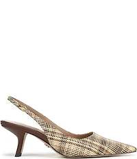 Sam Edelman Bianka Plaid Woven Raffia Snip Toe Slingback Pumps