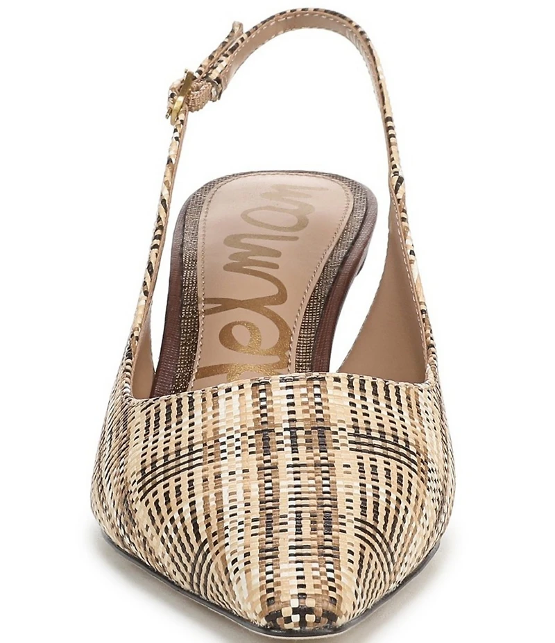 Sam Edelman Bianka Plaid Woven Raffia Snip Toe Slingback Pumps
