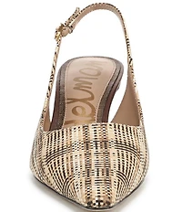 Sam Edelman Bianka Plaid Woven Raffia Snip Toe Slingback Pumps
