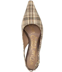 Sam Edelman Bianka Plaid Woven Raffia Snip Toe Slingback Pumps