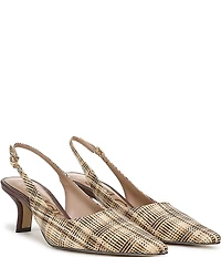 Sam Edelman Bianka Plaid Woven Raffia Snip Toe Slingback Pumps