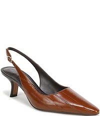Sam Edelman Bianka Polished Eel Embossed Leather Pointed Toe Slingback Pumps