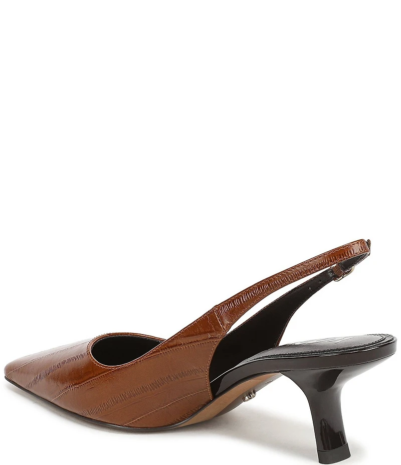 Sam Edelman Bianka Polished Eel Embossed Leather Pointed Toe Slingback Pumps