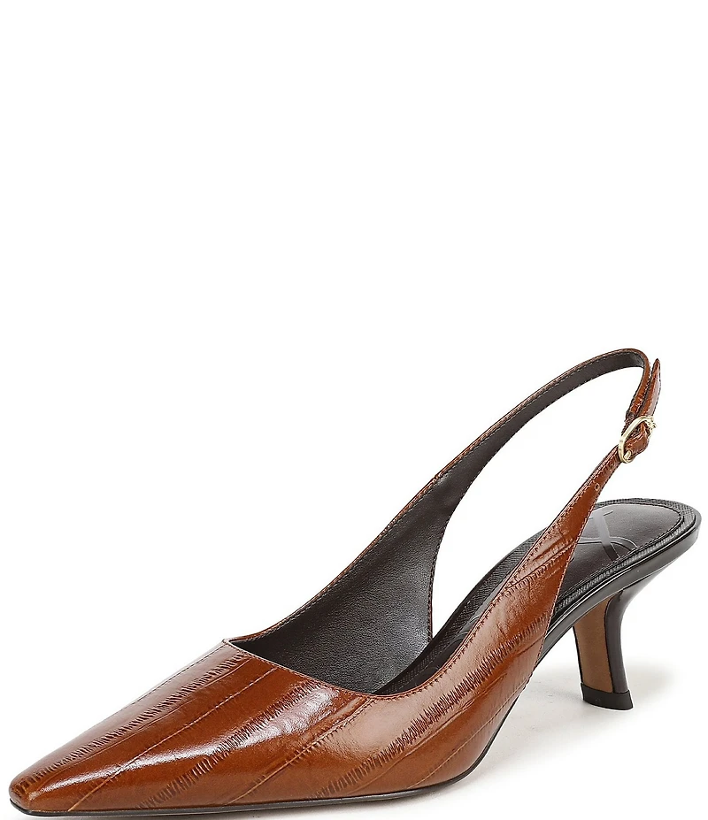 Sam Edelman Bianka Polished Eel Embossed Leather Pointed Toe Slingback Pumps